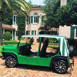 Moke America with Green & White Striped Bimini Top, Order Yours Today