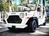 Moke America with Black & White Striped Bimini Top, Order Yours Today