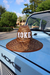Moke America electric car with straw beach hats by Rio Life, only for sale at mokeamericashop.com