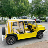 Moke America with Yellow & White Striped Bimini Top, Order Yours Today