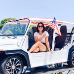 Moke America with Red & White Striped Bimini Top, Order Yours Today
